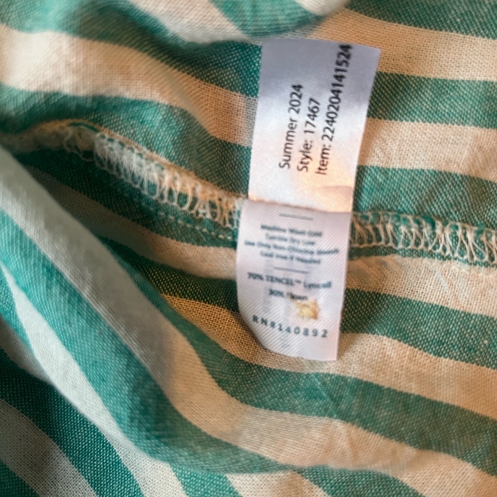 Marine Layer Abbey Button Down in Green/white stripes Size XS tencel/linen - Picture 5 of 7